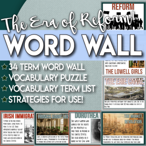 The Era of Reform Vocabulary Word Wall