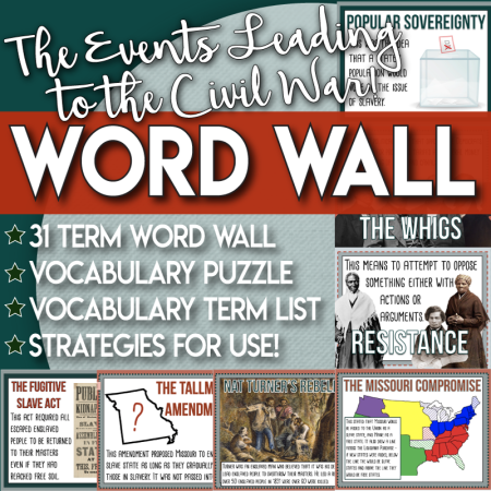 The Events Leading towards the Civil War Word Wall Cover
