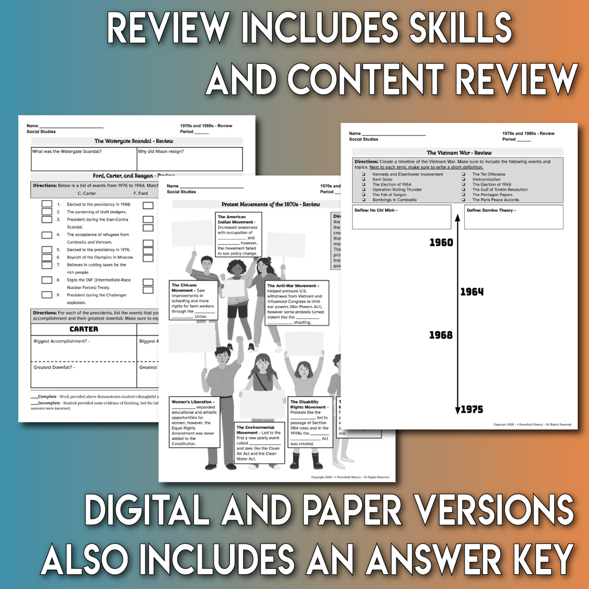 The 1970s and the 1980s - Review and Assessment Historical Thinking Skills - Image 2
