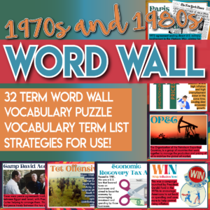 1970s and 1980s word wall