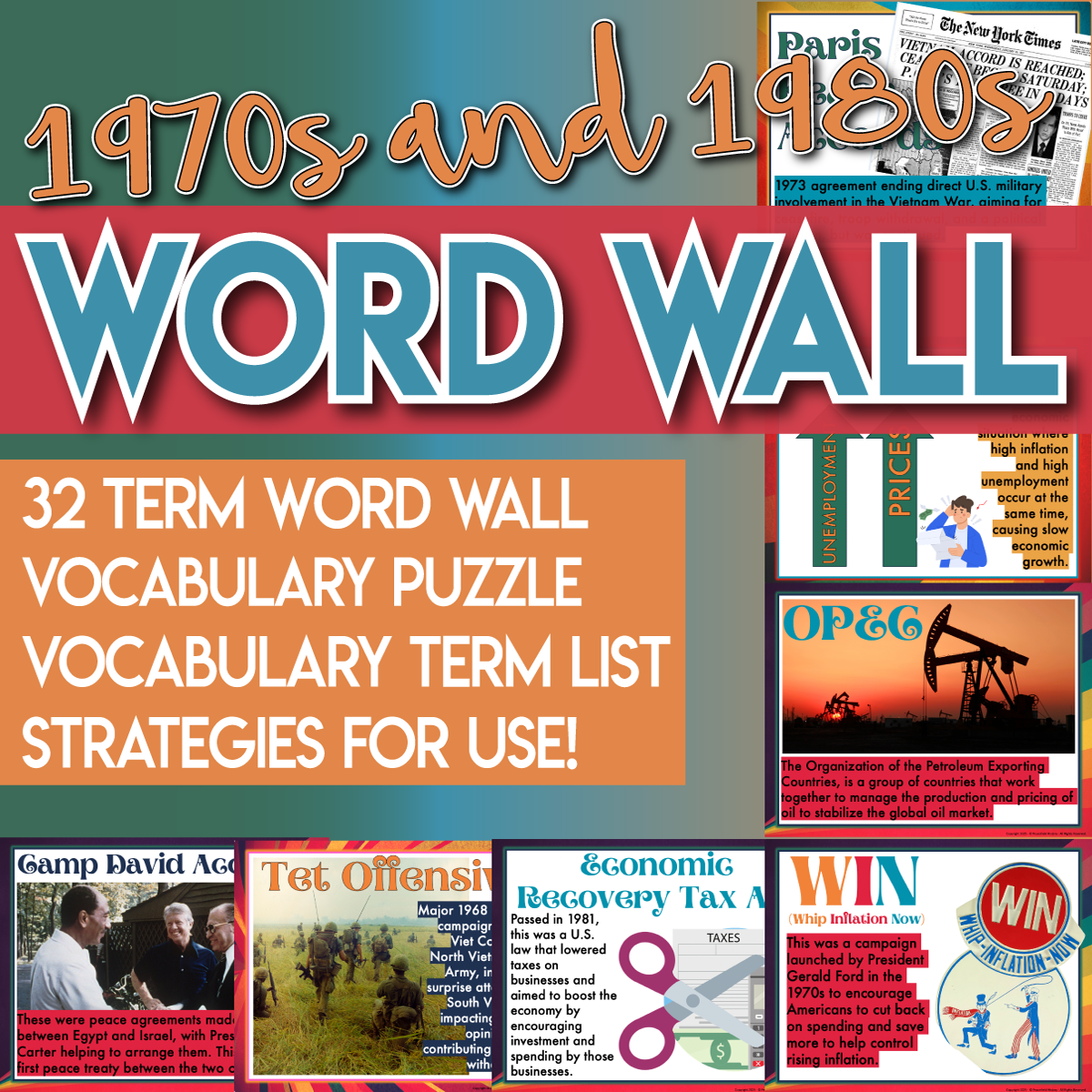 1970s and 1980s word wall